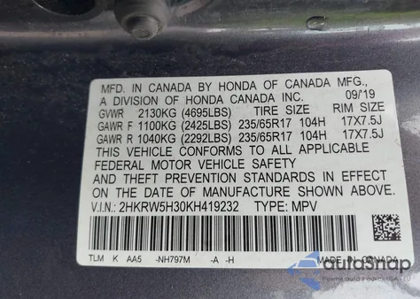 2019 Honda Cr-V Lx from USA, damaged, VIN 2HKRW5H30KH419232